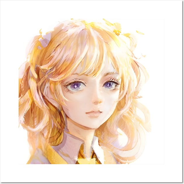 Blonde Hair Anime Girl Wall Art by animegirlnft